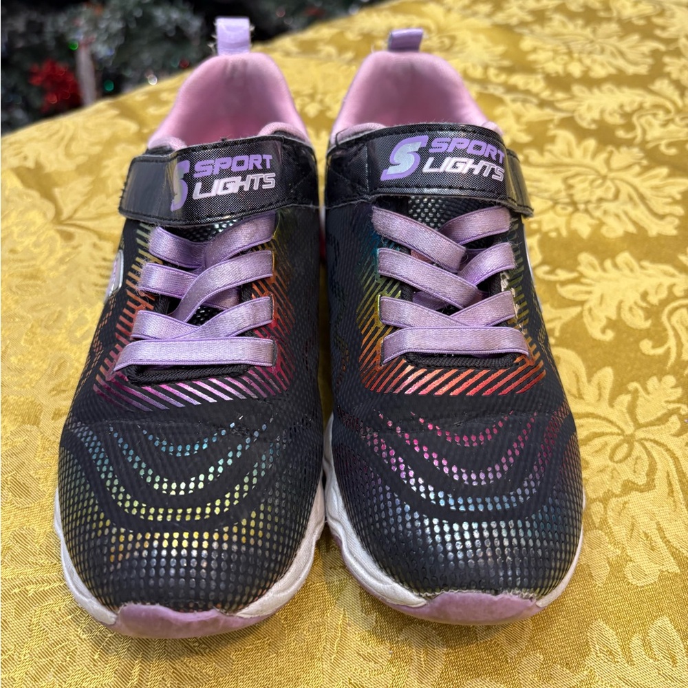 Skechers Kids Sneakers - Black with Rainbow Accents